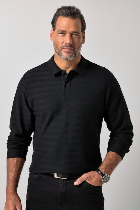 Langarm-Poloshirt, Ringel, Jacquard, bis 8 XL