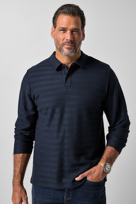 Langarm-Poloshirt, Ringel, Jacquard, bis 8 XL