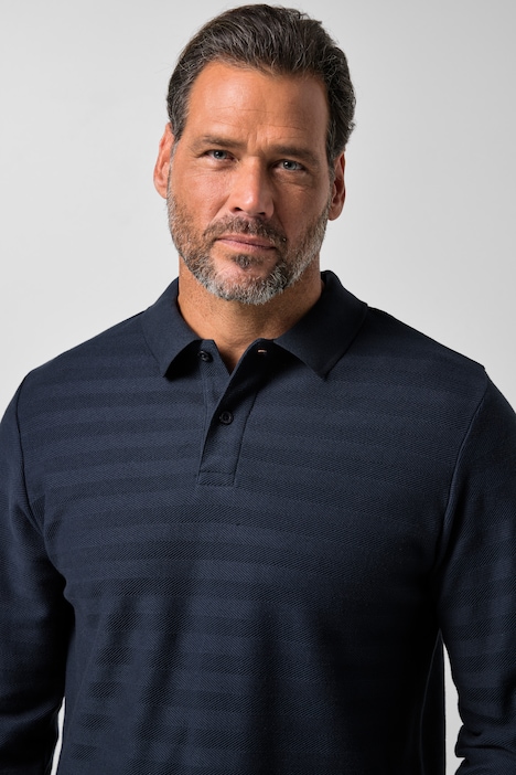 Langarm-Poloshirt, Ringel, Jacquard, bis 8 XL