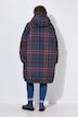 Funktionsmantel, oversized, Karodruck, Teddyfutter, Kapuze, 2-Wege-Zipper