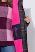 Funktionsmantel, oversized, Karodruck, Teddyfutter, Kapuze, 2-Wege-Zipper