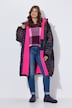 Funktionsmantel, oversized, Karodruck, Teddyfutter, Kapuze, 2-Wege-Zipper