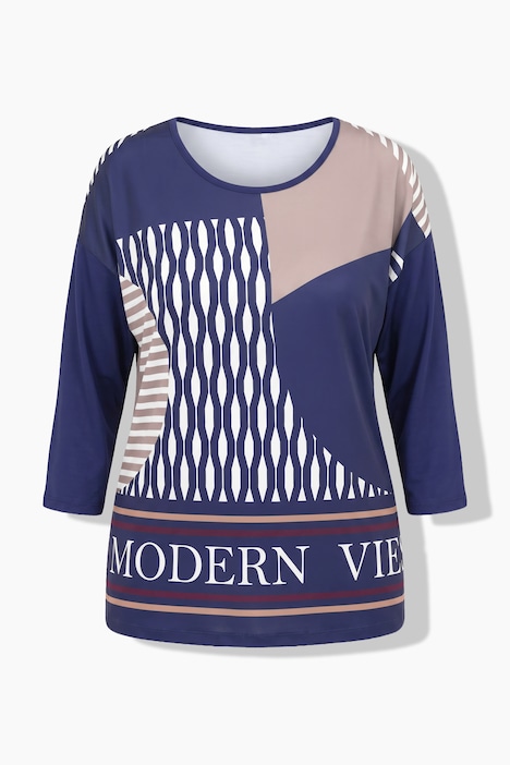 Shirt, grafischer Druck, Oversized, Rundhals, 3/4-Arm