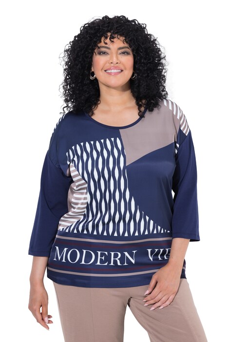 Shirt, grafischer Druck, Oversized, Rundhals, 3/4-Arm