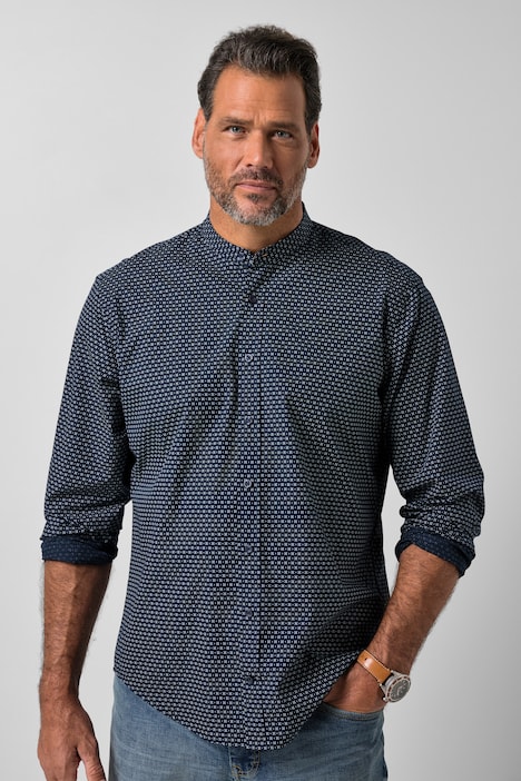 Overhemd, lange mouwen, minimalistisch patroon, modern fit, opstaande kraag, tot 8XL