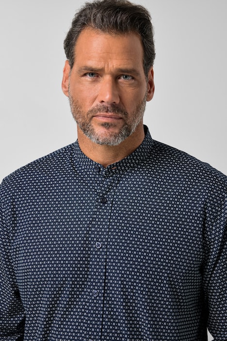 Overhemd, lange mouwen, minimalistisch patroon, modern fit, opstaande kraag, tot 8XL