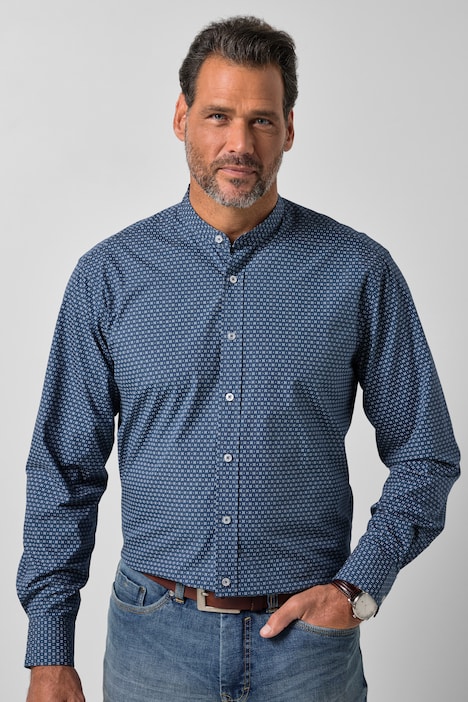 Hemd, Langarm, Minimal-Muster, Modern Fit, Stehkragen, bis 8 XL