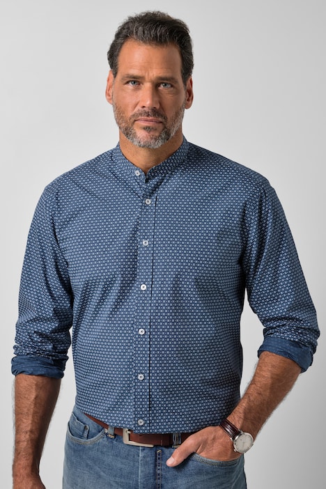 Hemd, Langarm, Minimal-Muster, Modern Fit, Stehkragen, bis 8 XL