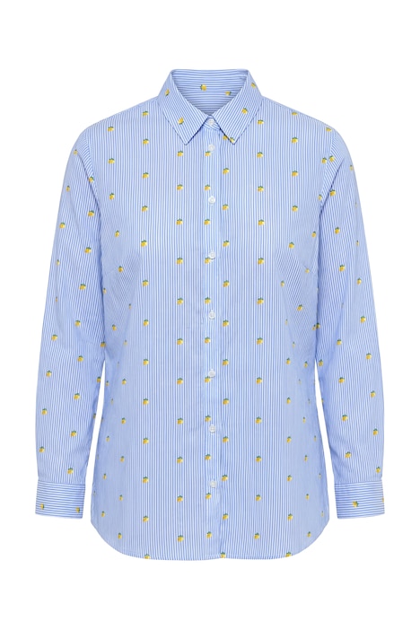 Košilová halenka, volný střih, pruhovaný/citronový vzor