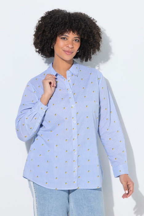 Camicia dal taglio ampio con fantasia a righe con limoni