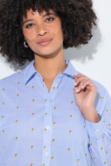 Camicia dal taglio ampio con fantasia a righe con limoni