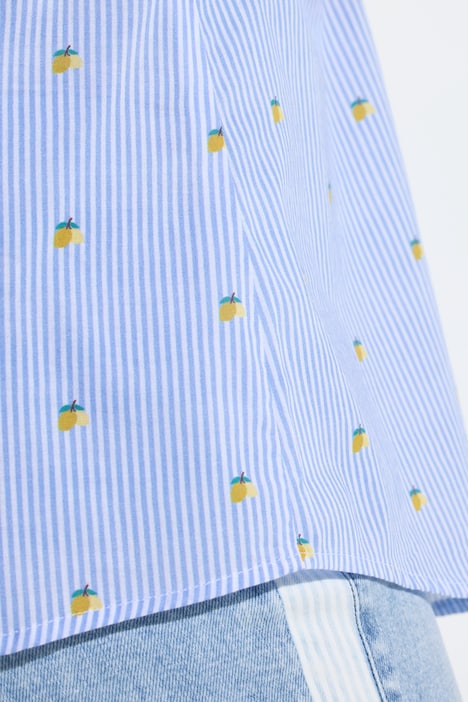 Camicia dal taglio ampio con fantasia a righe con limoni