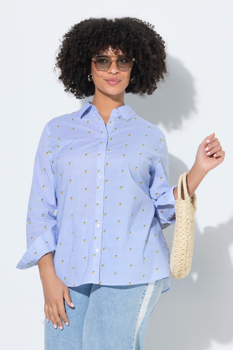 Camicia dal taglio ampio con fantasia a righe con limoni