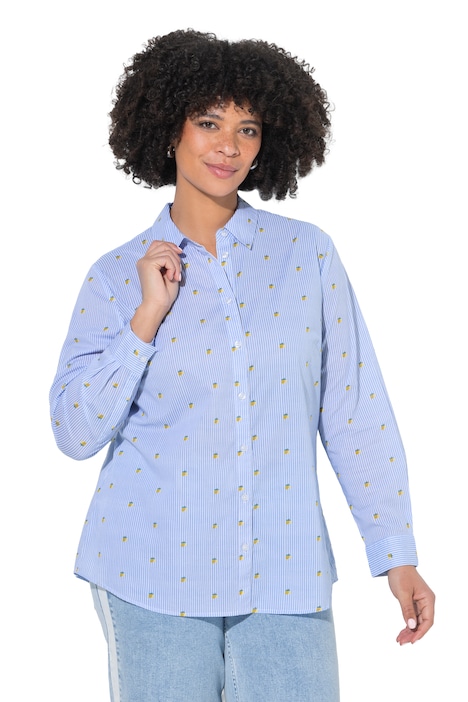 Košilová halenka, volný střih, pruhovaný/citronový vzor