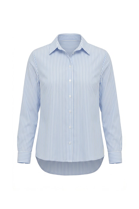 Košilová halenka, áčkový střih, pruhy, ozdobný pruh po stranách