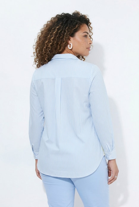 Hemdbluse, A-Linie, Streifen, Seiten-Zierband