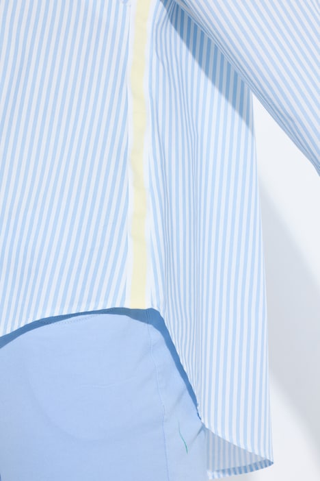 Hemdbluse, A-Linie, Streifen, Seiten-Zierband