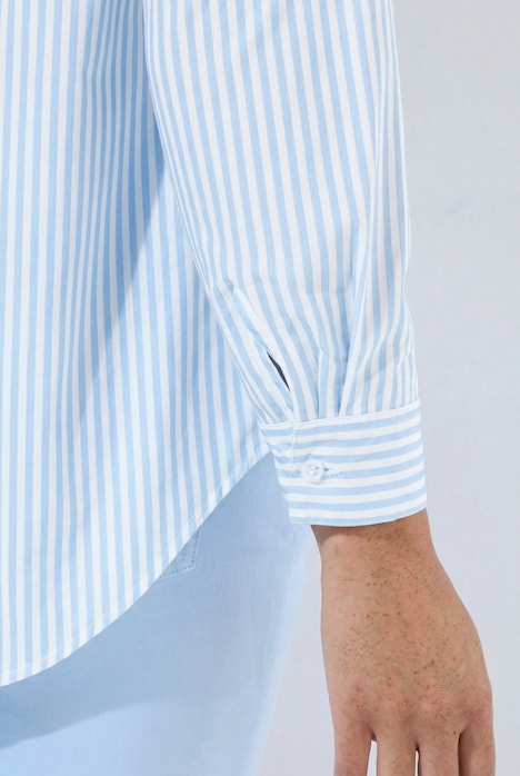 Hemdbluse, A-Linie, Streifen, Seiten-Zierband