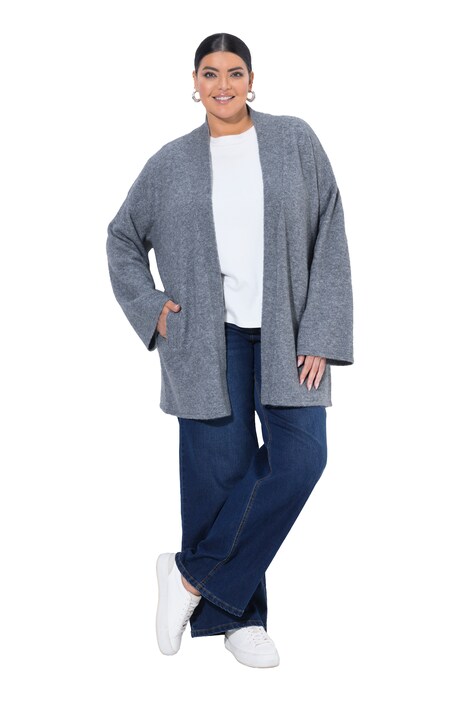Kimono-Strickjacke, Schalkragen, ohne Verschluss, Langarm