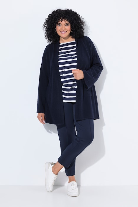 Kimono-Strickjacke, Schalkragen, ohne Verschluss, Langarm