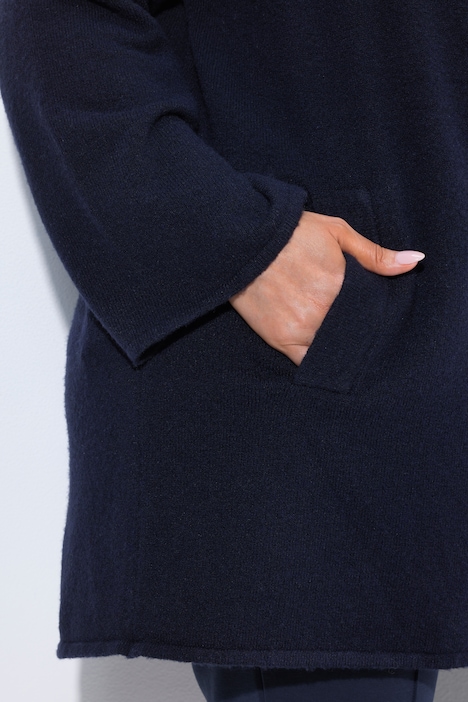 Kimono-Strickjacke, Schalkragen, ohne Verschluss, Langarm