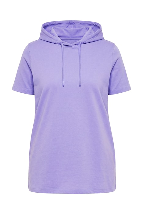 Mikina s kapucí, komfortní střih, jemná melírovaná teplákovina, kapuce, krátké rukávy