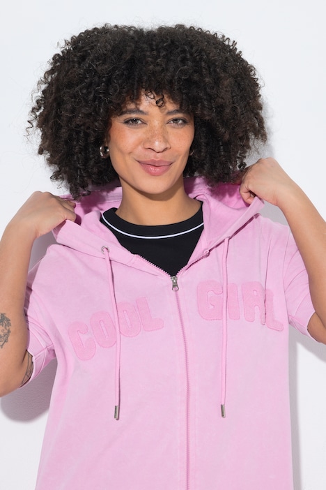 Sweatjacke, Loose Fit, COOL GIRL Frottee-Schriftzug