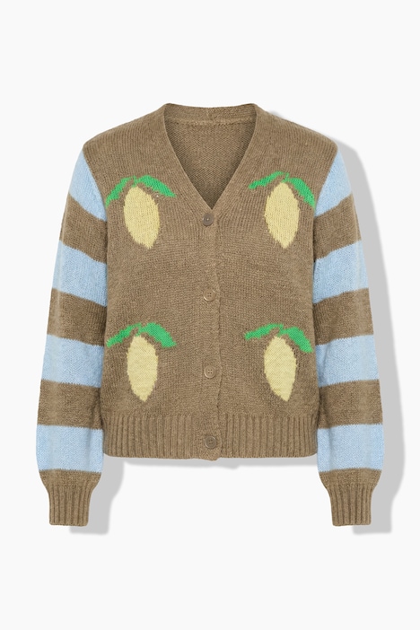 Neuletakki, Straight Fit, sitruunat, pitkät pussihihat