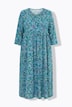 Jerseykleid, Paisley, A-Linie, V-Ausschnitt, 3/4-Arm