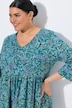 Jerseykleid, Paisley, A-Linie, V-Ausschnitt, 3/4-Arm