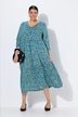 Jerseykleid, Paisley, A-Linie, V-Ausschnitt, 3/4-Arm