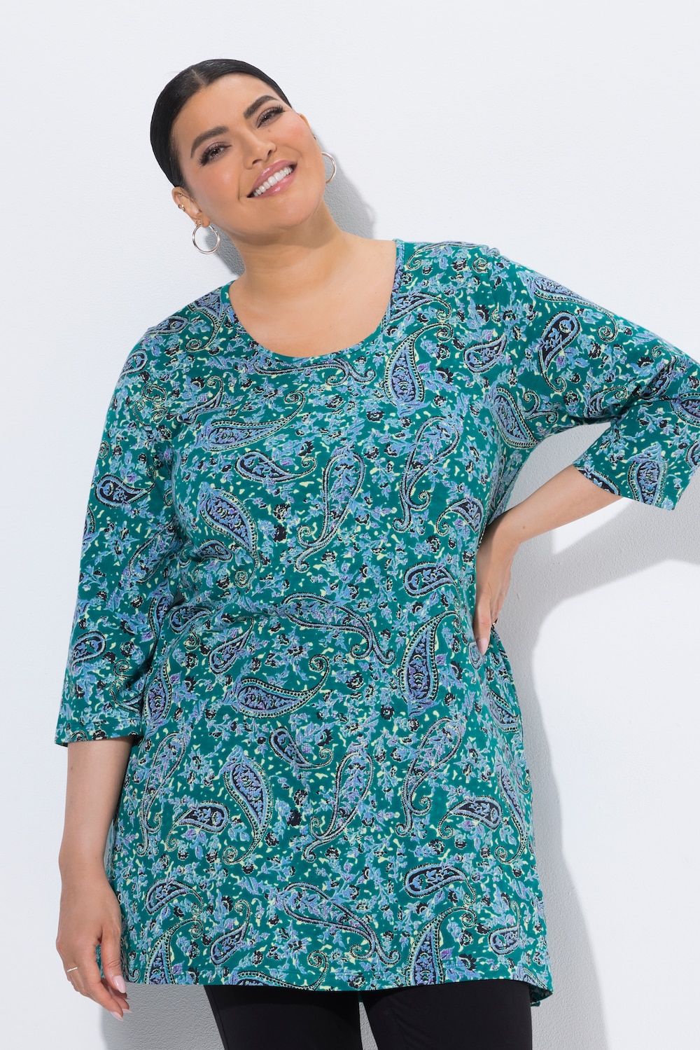 Longshirt, Paisley, Rundhalsausschnitt, 3/4-Arm