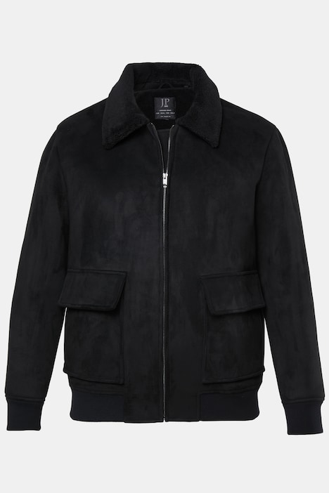 Bomberjacke, vegane Lederoptik, Teddyfutter, bis 8 XL