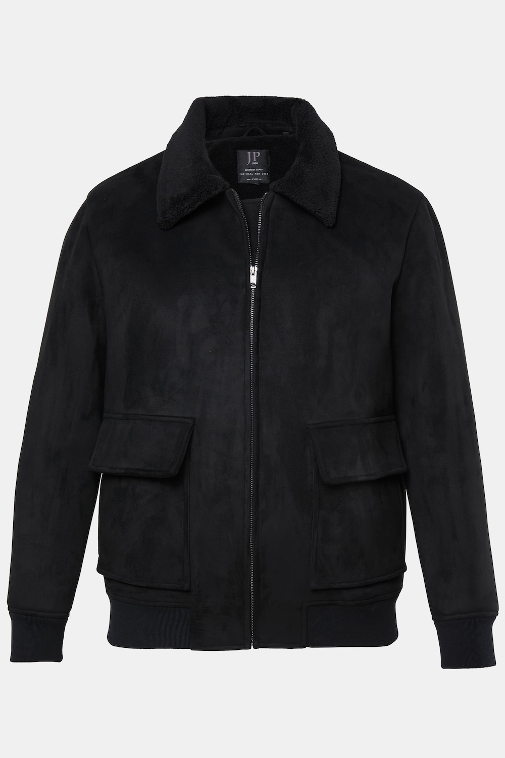 Bomberjacke, vegane Lederoptik, Teddyfutter, bis 8 XL