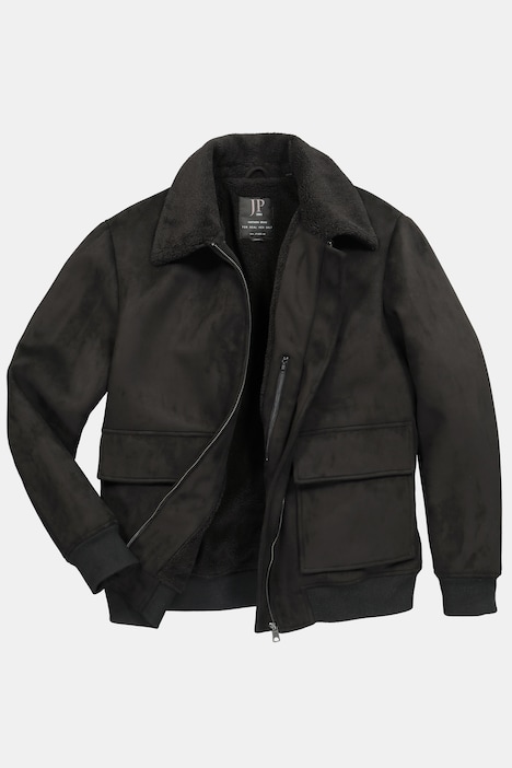 Bomberjacke, vegane Lederoptik, Teddyfutter, bis 8 XL