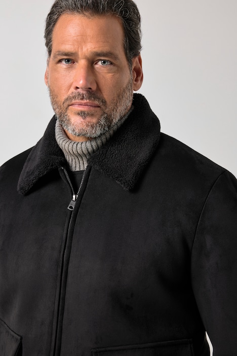 Bomberjacke, vegane Lederoptik, Teddyfutter, bis 8 XL