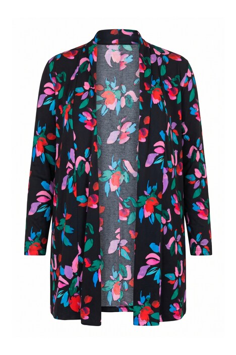 Jerseyjacke, Blüten, ohne Verschluss, Langarm