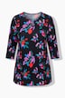 Matte Jersey Vibrant Floral Keyhole Neckline Knit Tunic