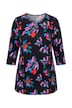 Matte Jersey Vibrant Floral Keyhole Neckline Knit Tunic