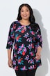 Matte Jersey Vibrant Floral Keyhole Neckline Knit Tunic