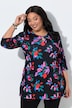 Matte Jersey Vibrant Floral Keyhole Neckline Knit Tunic