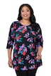 Matte Jersey Vibrant Floral Keyhole Neckline Knit Tunic
