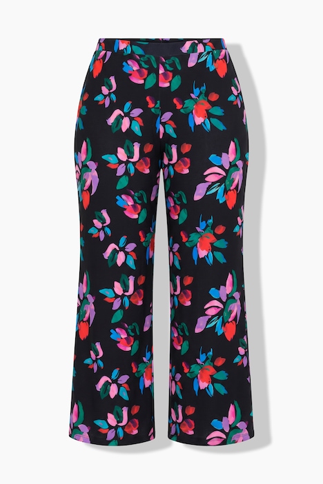 Jerseyhose, Blüten, weites Bein, Elastikbund