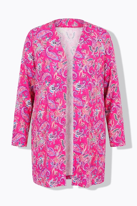 Chaqueta de jersey, patrón Paisley, escote en V, manga larga