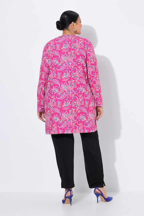 Chaqueta de jersey, patrón Paisley, escote en V, manga larga