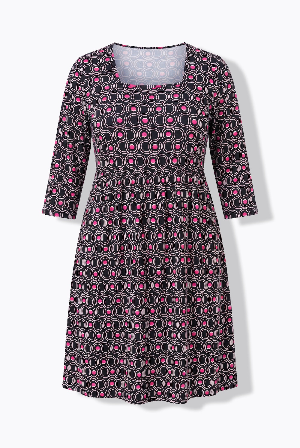 Stora storlekar Lång topp med grafiskt print, Dam, svart, storlek: 58/60, Polyester, Ulla Popken