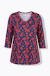 Shirt, bloemen, A-lijn, V-hals, 3/4-mouwen