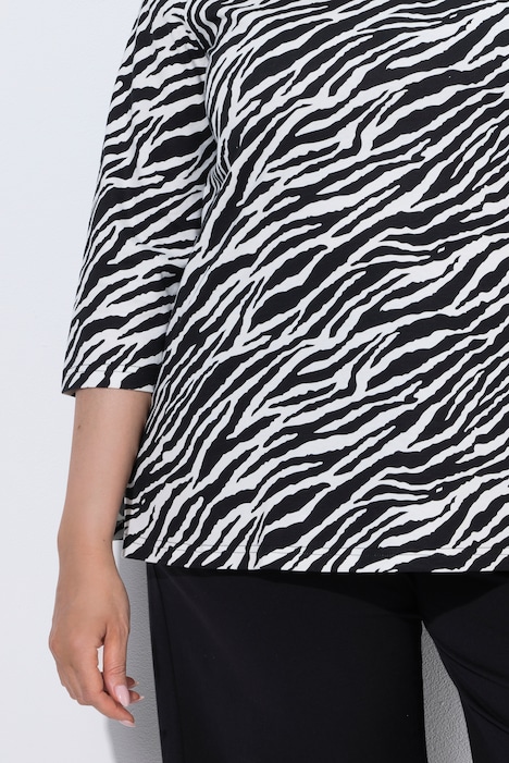 Zebra Print 3/4 Sleeve Knit T-Shirt
