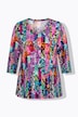 Patchwork Striped Snakeskin Print 3/4 Sleeve Knit T-Shirt