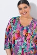 Patchwork Striped Snakeskin Print 3/4 Sleeve Knit T-Shirt